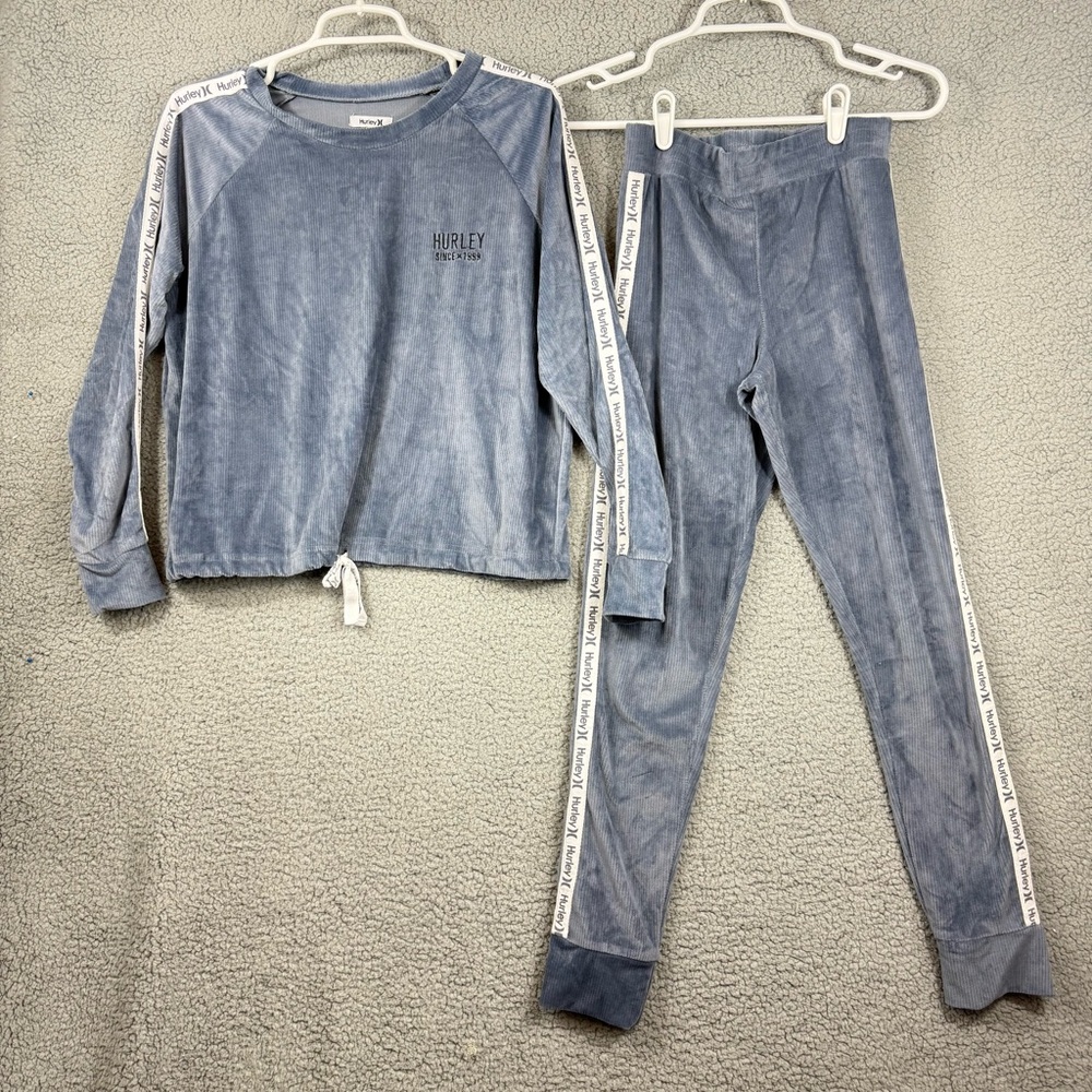 Hurley Blue Velour Two-Piece Pajama Set